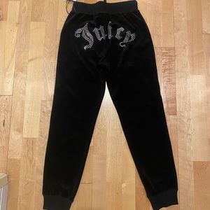 Black Velour Rhinestone Juicy Couture Joggers